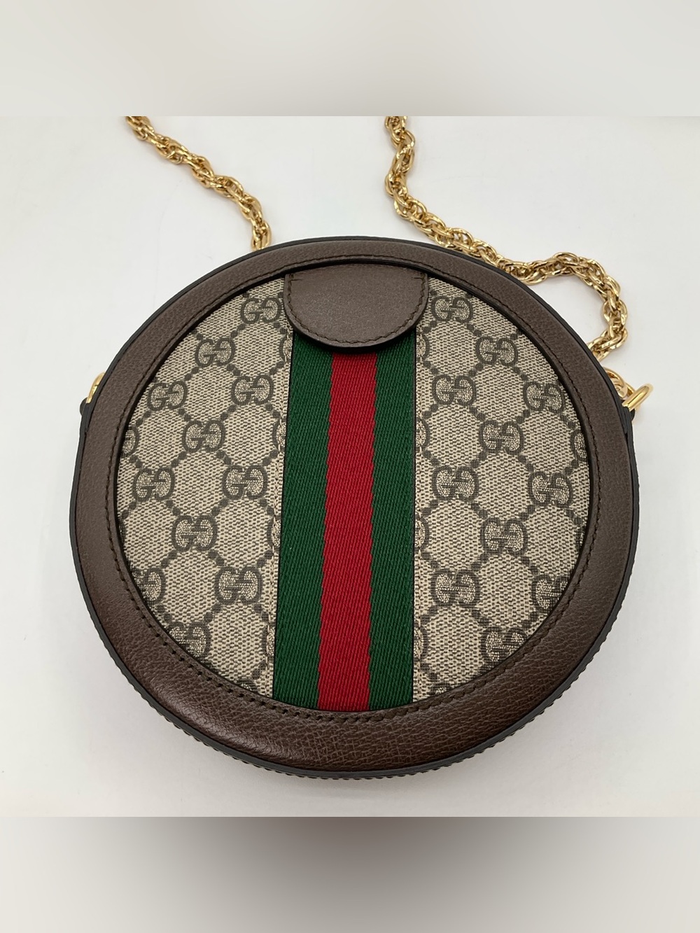 Gucci Ophidia Mini GG Round Shoulder Bag Supreme Monogram Canvas Web Stripe - Picture 5 of 15